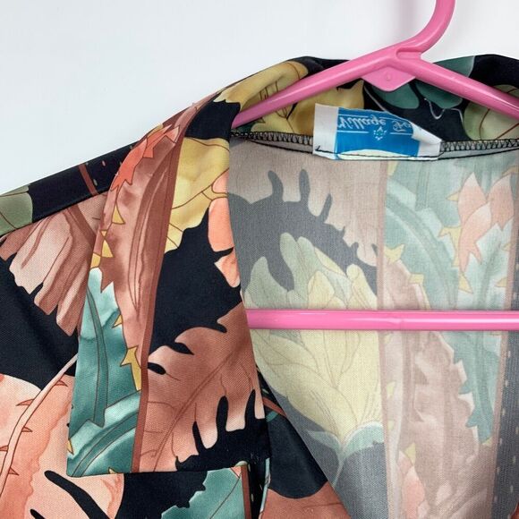 Vintage 70s Village Fair Abstract Floral Slick Button Up Shirt Bust 42" - Picture 4 of 6